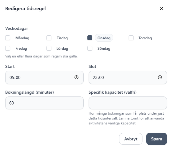 Tidsregler, exempel